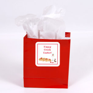 Aquarellfarben glückliche griechische Ostern mit T Quadratischer Aufkleber