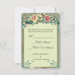 Aquarellfarben Grün und Rosa Hochzeit RSVP