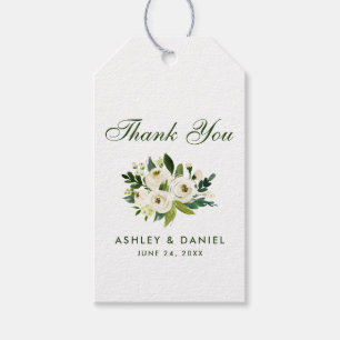 Aquarellfarben Grün weiße Hochzeit Danke Geschenkanhänger