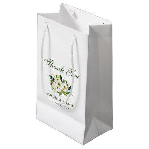 Aquarellfarben Grün weiße Hochzeit Danke Kleine Geschenktüte