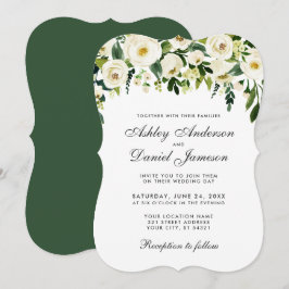 Aquarellfarben Grün weiße Hochzeit Einladung E