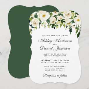 Aquarellfarben Grün weiße Hochzeit Einladung E