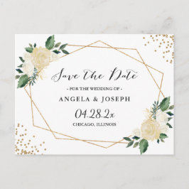 Aquarellfarben Grüne Goldblume Save the Date Ankündigungspostkarte