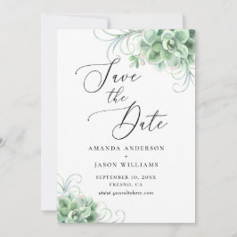 Aquarellfarben. Grüner Kakteen botanisch Save The Date