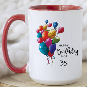 Aquarellfarben Happy Birthday Party Balloons Tasse