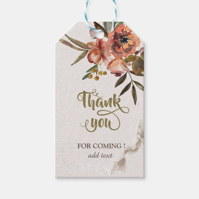 Aquarellfarben Herbst-Blume Geschenkanhänger (Vorderseite)