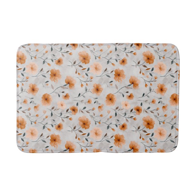 Aquarellfarben Herbst Blume Simplistic Botanic Badematte (Vorderseite)