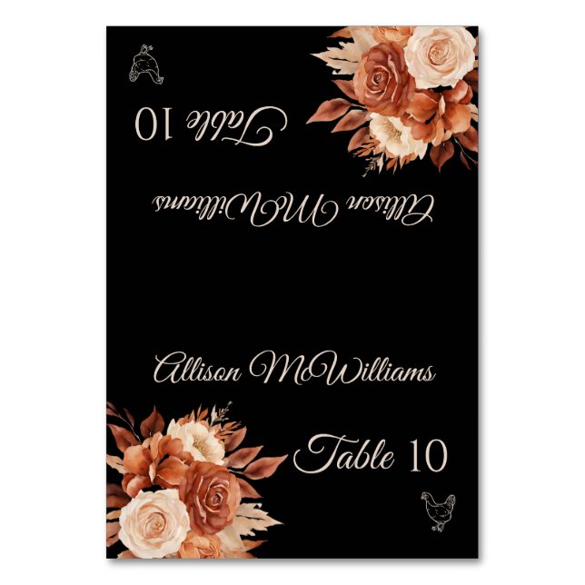 Aquarellfarben Herbst Elegance-Poultry-Symbol Tischnummer (Vorderseite)