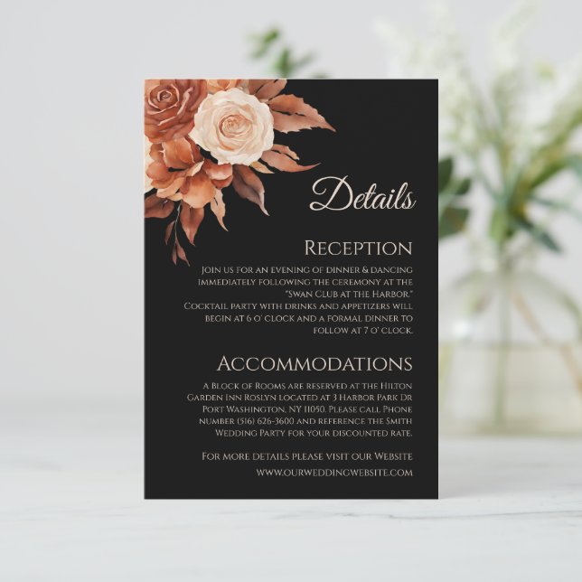 Aquarellfarben Herbst Elegance-Wedding- Begleitkarte (Stehend Vorderseite)