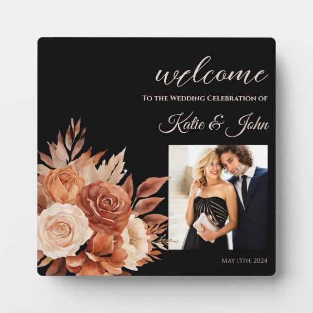 Aquarellfarben Herbst Elegance-Wedding- Fotoplatte (Vorderseite)
