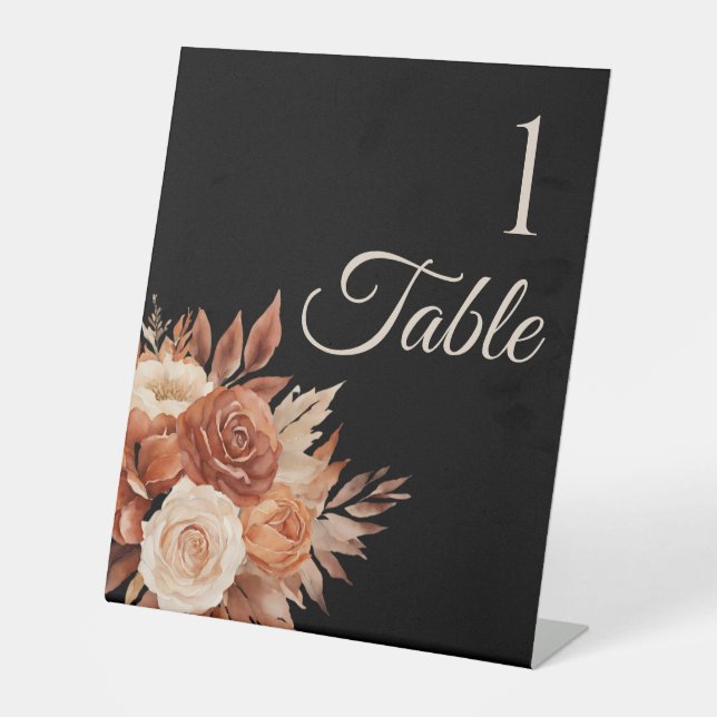 Aquarellfarben Herbst Elegance-Wedding- Sockelschild (Vorderseite)