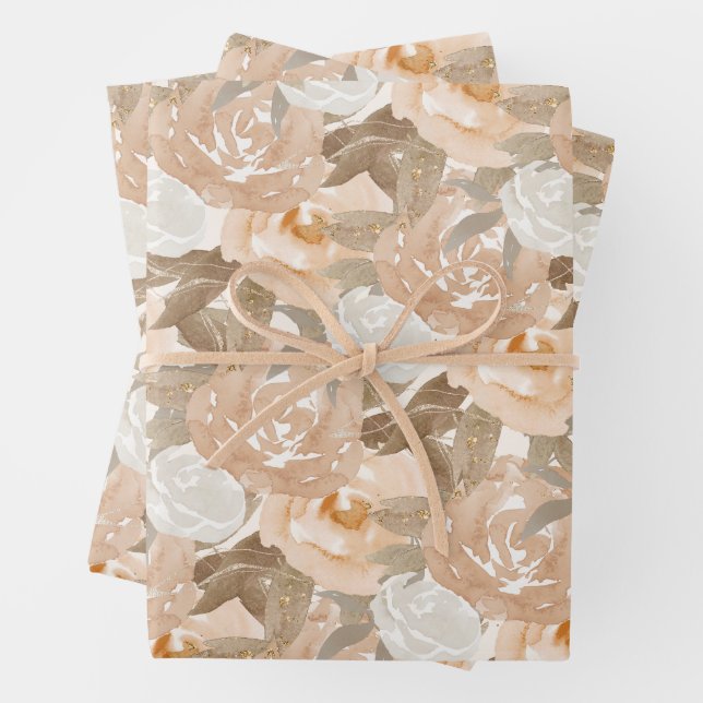 Aquarellfarben Herbst FlorCollage Geschenkpapier Set (Beispiel)