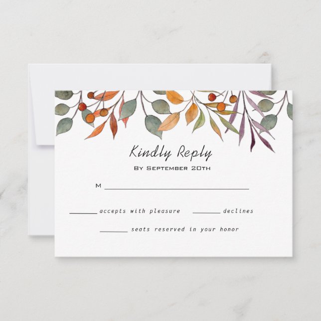 Aquarellfarben Herbst/Herbstfoliage Hochzeit RSVP  Karte (Vorderseite)