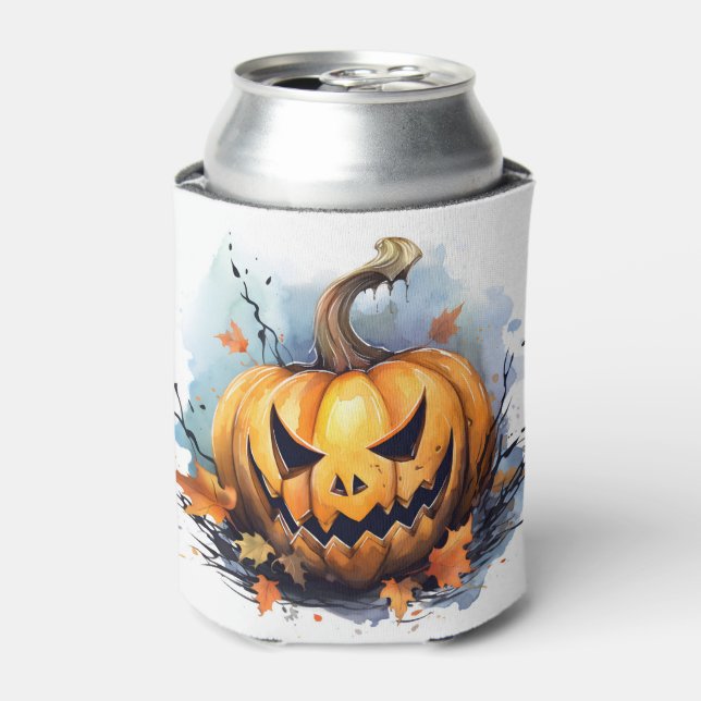 Aquarellfarben Herbst Jack-o-Laterne Dosenkühler (Kanne Vorderseite)