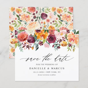 Aquarellfarben Herbstblüten blühen Save the Date