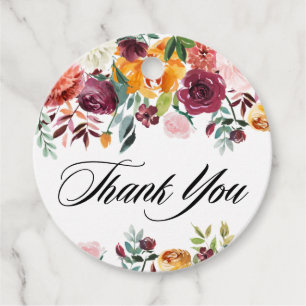 Aquarellfarben Herbstblüten Blumenzehen Danke Geschenkanhänger