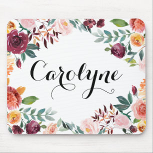 Aquarellfarben Herbstblüten Blütenblüten Personali Mousepad