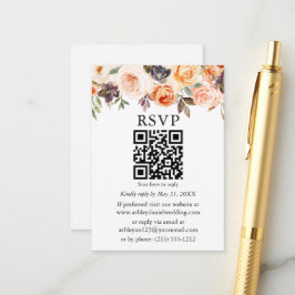 Aquarellfarben Herbstblütenhochzeit QR-UAWG Begleitkarte