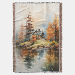 Aquarellfarben Herbstlandschaft Decke