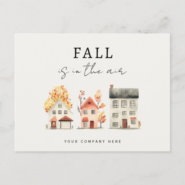 Aquarellfarben Herbstlaub House Realty Promotions Postkarte (Vorderseite)