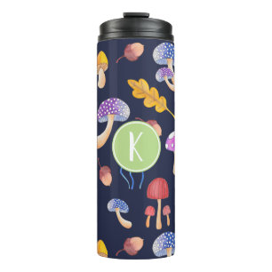 Aquarellfarben Herbstpilze   Monogramm Thermosbecher