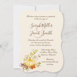 Aquarellfarben Herbstpumpen und Blätter Hochzeit Einladung