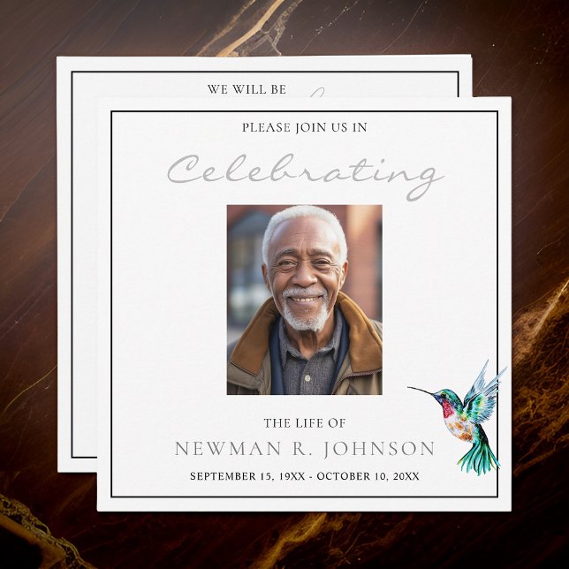 Aquarellfarben Hummingbird Celebration of Life Fot Einladung (Von Creator hochgeladen)