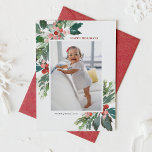 Aquarellfarben Imitate Goldenes Happy Holidays Fot<br><div class="desc">Schicken Sie Ihren Lieben Feiertagssommer mit dieser schönen Happy Holidays Foto Flachkarte. Es zeichnet sich durch Aquarellenholzen,  Imitate mit Goldfolienakzenten,  passendes festliches Urlaubsmuster und moderne Typografie aus. Die Texte sind vollständig editierbar. Personalisieren Sie diese heilige Urlaubsfotokarte,  indem Sie Ihr Foto,  Ihren Namen und das Jahr hinzufügen.</div>