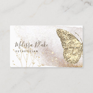 Aquarellfarben Imitate Goldschmetterling Glitzer Visitenkarte