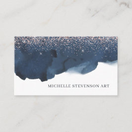 Aquarellfarben Indigo Abstrakter Glitzer Kunstvoll Visitenkarte