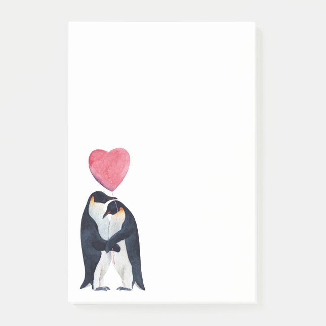 Aquarellfarben - Kaiserpinguine  Post-it Klebezettel (Vorderseite)