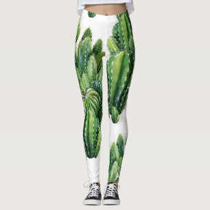 Aquarellfarben Kakteen Seamless Illustration Patte Leggings