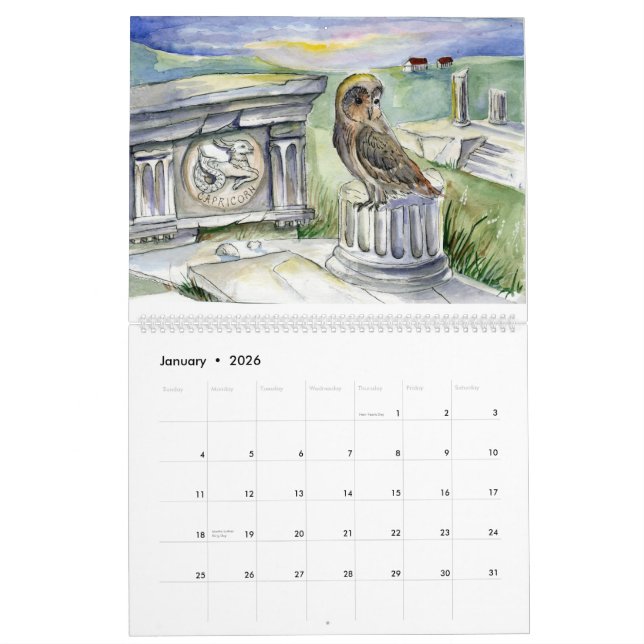 Aquarellfarben Kalender (Jan 2026)