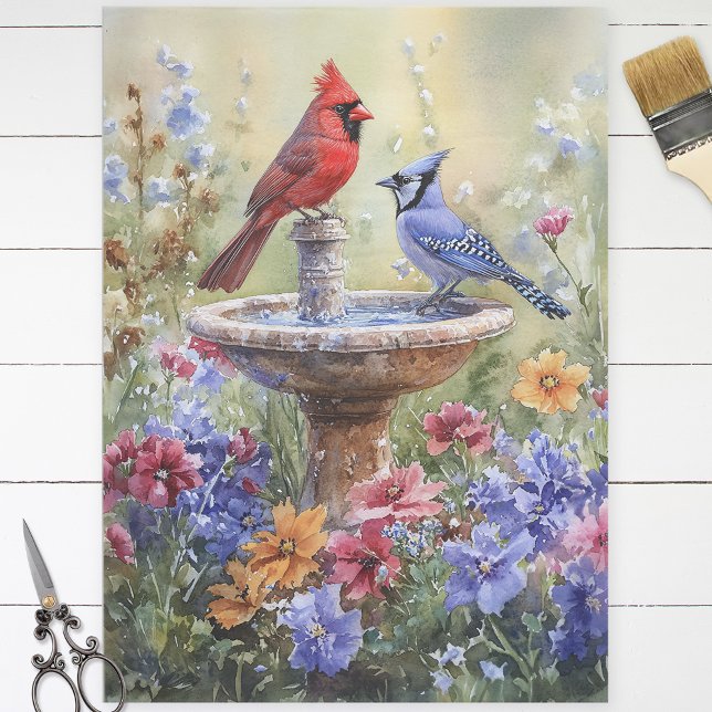 Aquarellfarben-Kardinal und Blue-Jay-Decoupage Seidenpapier (Von Creator hochgeladen)