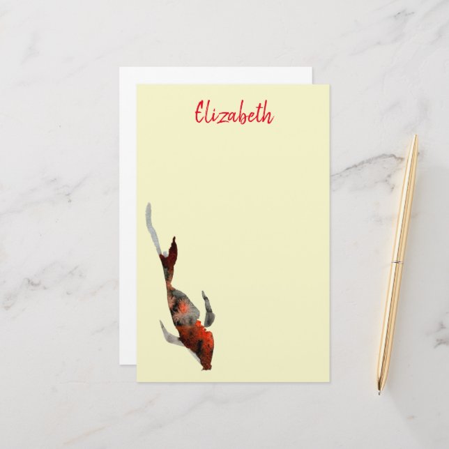 Aquarellfarben-Koi-Aquariendarstellung Briefpapier (Vorderseite/Rückseite Beispiel)