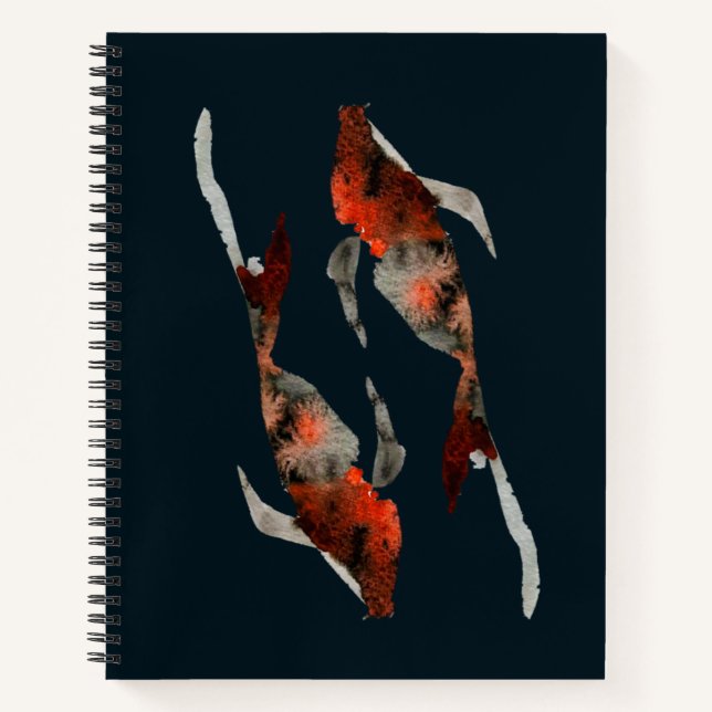 Aquarellfarben-Koi-Aquariendarstellung Notizbuch (Vorderseite)