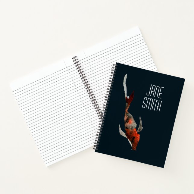 Aquarellfarben-Koi-Aquariendarstellung Notizbuch (Innenseite)