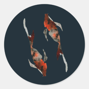 Aquarellfarben-Koi-Aquariendarstellung Runder Aufkleber