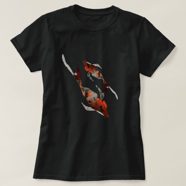 Aquarellfarben-Koi-Aquariendarstellung T-Shirt (Design vorne)