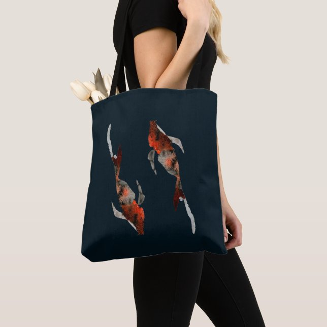 Aquarellfarben-Koi-Aquariendarstellung Tasche (Von Nahem)
