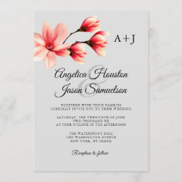 Aquarellfarben Korallenkoralle Peach Gray Hochzeit Einladung