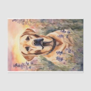 Aquarellfarben-Labrador in Blume Decoupage Seidenpapier