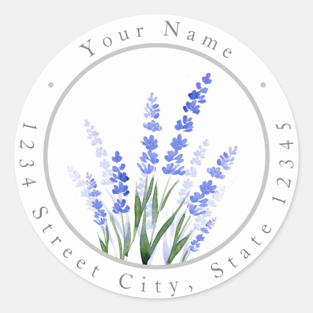 Aquarellfarben-Lavender Bouquet-Labels Runder Aufkleber (Vorderseite)