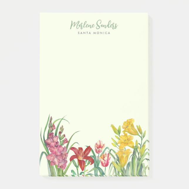 Aquarellfarben Lebende Frühlingsblumen Trockene Er Post-it Klebezettel (Vorderseite)
