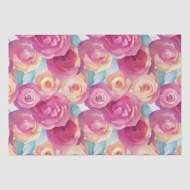 Aquarellfarben Lebende, rosa Frühlingsblumen Seidenpapier (Vorderseite)