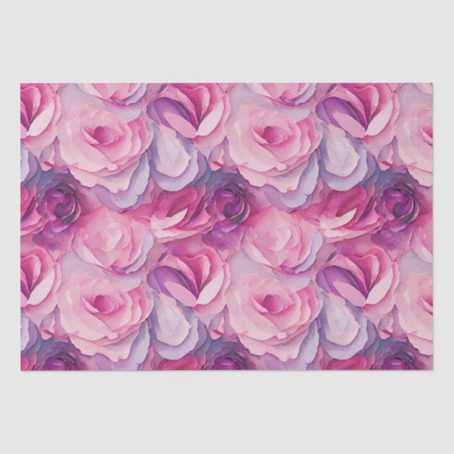 Aquarellfarben Lebende, rosa Frühlingsblumen Seidenpapier (Vorderseite)