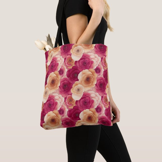 Aquarellfarben Lebende, rosa Frühlingsblumen Tasche (Von Nahem)