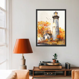 Aquarellfarben, lebhafte Küstenlandschaft Autumn L Poster