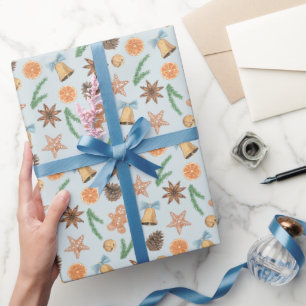 Aquarellfarben Lebkuchen und Glocken Weihnachten Geschenkpapier