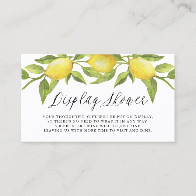 Aquarellfarben Lemon Green Display Shower Card Visitenkarte (Vorderseite)